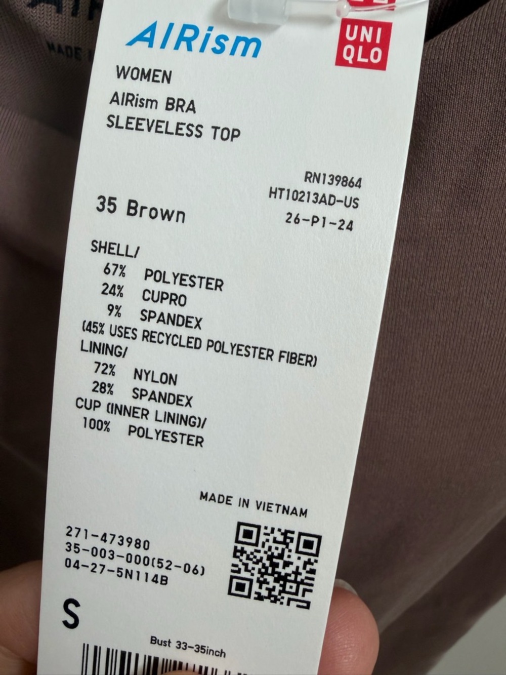 UNIQLO Women AIRism Scoop Neck bra top - Mauve - Picture 2 of 4